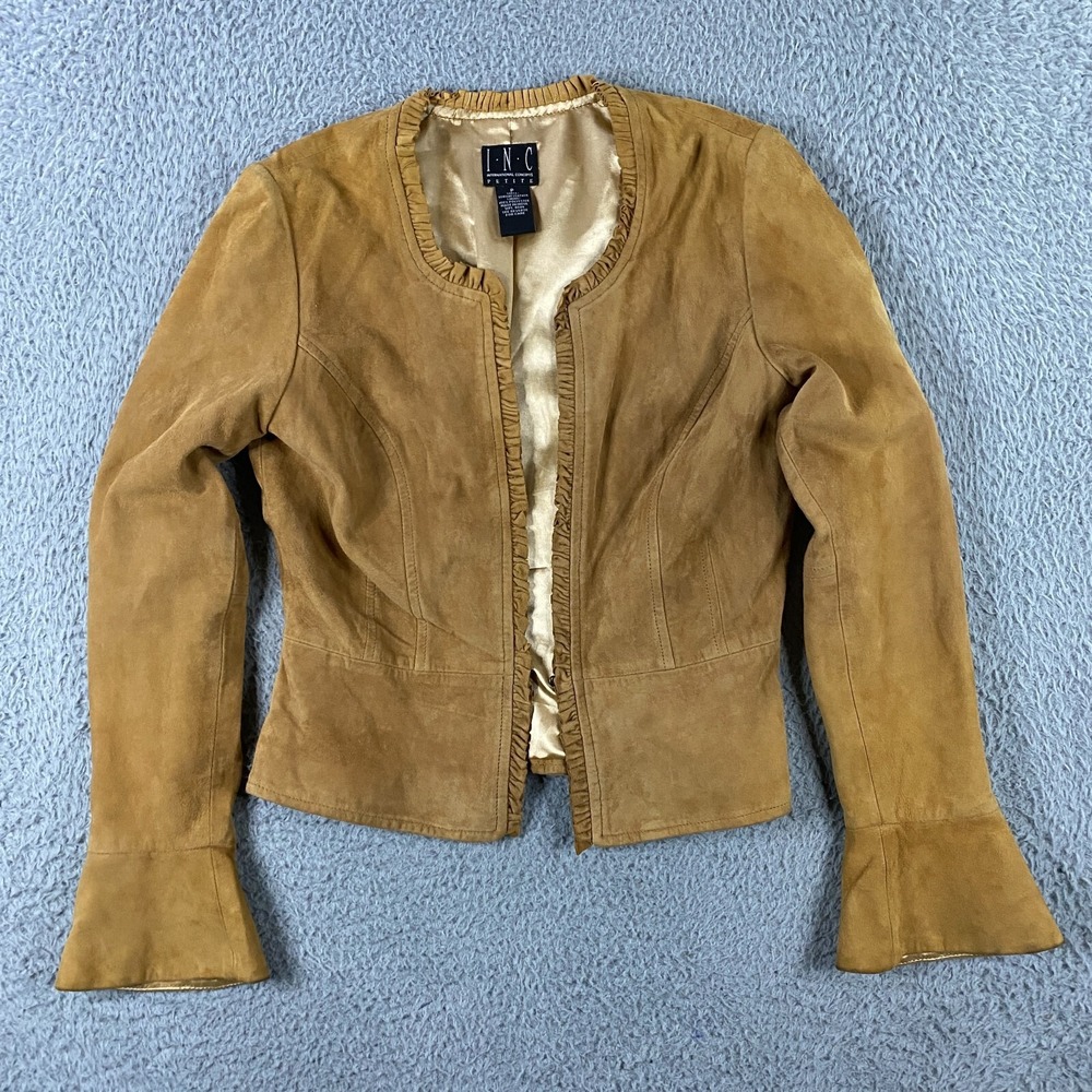 INC International Concepts Jacket Womens P Leather Flare Sleeve VTG Y2K Boho‎